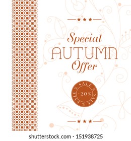 Vector autumn sale retro poster with abstract background.