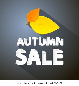 Vector Autumn Sale Theme With Leaves on Dark Background 