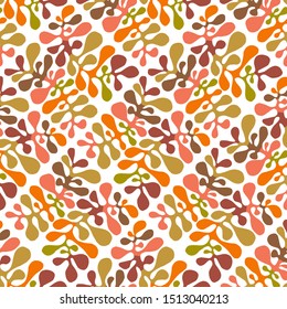 Vector Autumn Seamless Floral Pattern. Hand drawn Mexican otomi style pattern