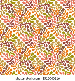 Vector Autumn Seamless Floral Pattern. Hand drawn Mexican otomi style pattern