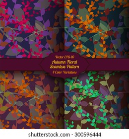 Vector autumn seamless floral pattern in 4 color variations.