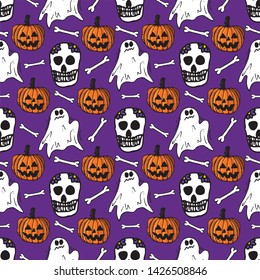 vector autumn seamless halloween pattern