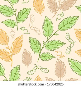 Vector autumn seamless pattern with elm branches