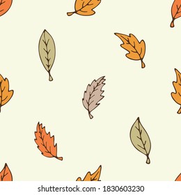 Vector autumn seamless pattern. Autumn leaf background