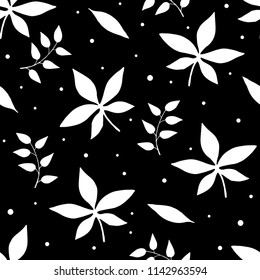 Vector autumn seamless pattern on black background. Illustration for decoration, texture, texture, gifts, paper, shop.