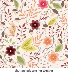 Vector autumn seamless pattern vintage