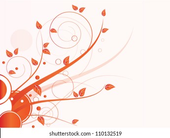 Vector autumn spring background with floral elements
