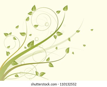 Vector autumn spring background with floral elements