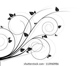 Vector autumn spring background with floral elements