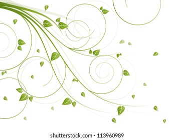 Vector autumn spring background with floral elements