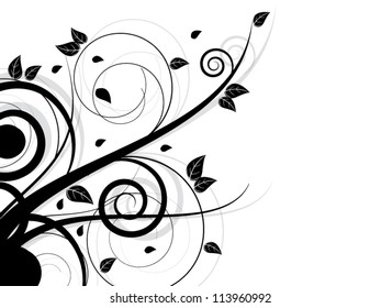 Vector autumn spring background with floral elements