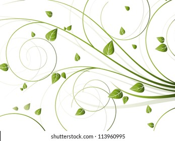 Vector autumn spring background with floral elements