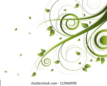 Vector autumn spring background with floral elements