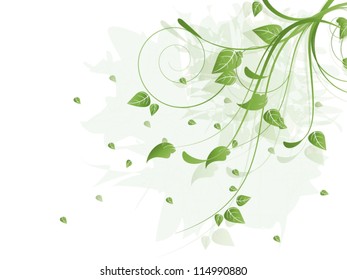 Vector autumn spring background with floral elements