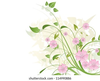 Vector autumn spring background with floral elements