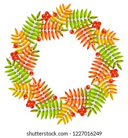 Vector autumn square background; green yellow leaves and the inscription Summer Sale; made from green leaves, isolated on white background.