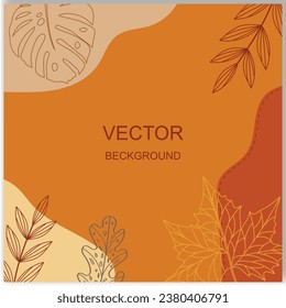 plantillas cuadradas de otoño vectoriales con hojas caídas y formas geométricas.