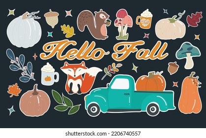 Vector of the autumn sticker bundle