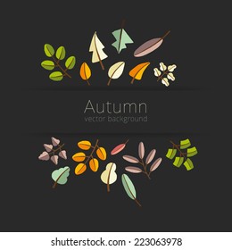 Vector autumn template. Modern stylized colorful leafs. Completely mouse made design. Abstract mosaic with place for your text.