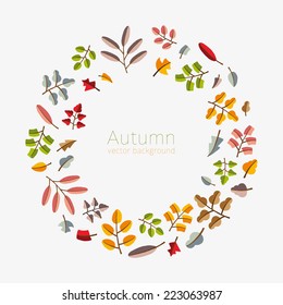 Vector autumn template. Modern stylized colorful leafs.  Abstract mosaic with place for your text.