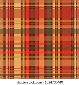 Fondo del patrón de repetición de plaid con temática vectorial otoño.