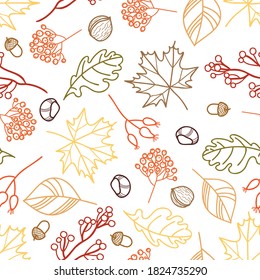 Vektorherbstgedünstete Linie Kunst wiederholen Muster Hintergrund.