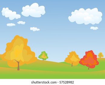 vector autumn tranquil easy landscape