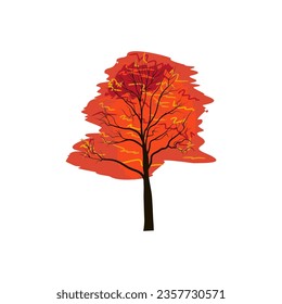 vector autumn tree with abstract shapes