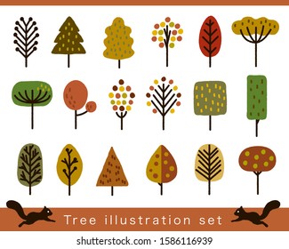 Vector autumn tree illustration set