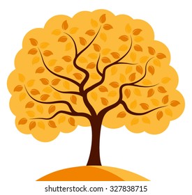vector autumn tree isolated on white background