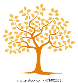 vector autumn tree isolated on white background