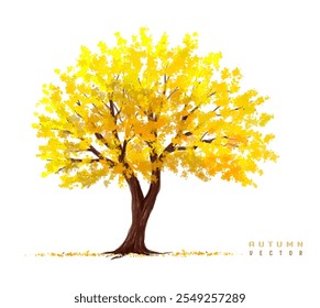 vector of autumn tree for landscape scene,watercolor plant for architecture drawing, environment and garden,botanical elements ,blooming tree in autumn 