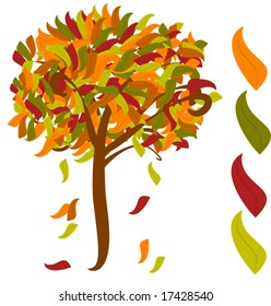 Vector Autumn Tree With Leaf Brush For Your Designs