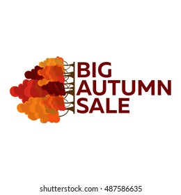 Vector autumn trees logo. Big autumn sale