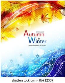 Vector autumn & winter background with lighting effect.