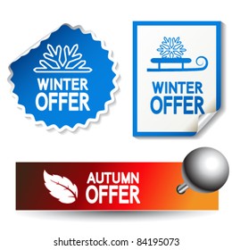 Vector autumn and winter offer stickers