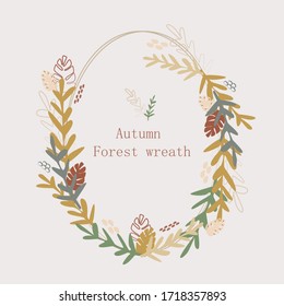 Vector autumn wreath of abstract leaves. Design invitations for your wedding.