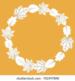 Vector autumn wreath frame with leaves