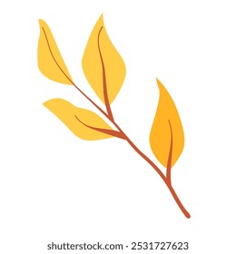 Vector autumn yellow dry ash leaves. Flat illustration with brown plants for design