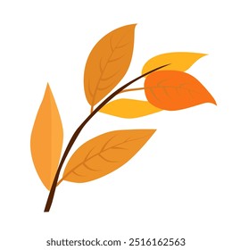 Vector autumn yellow and orange dry ash leaves. Clipart is on white background. Isolated flat illustration with brown plants for design, greeting card, banner, board, flyer, sale, poster