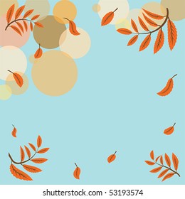 vector autumnal background in retro style with leaves of ash