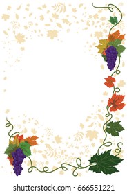 vector autumnal frame with grapes