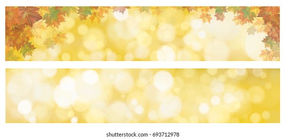 Vector autumnal leaves banners.