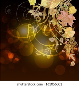 Vector of autumnal leaves. Eps 10 file with transparencies and drop shadow(banner).All elements are separate, easily editable in separate layers. Vector illustration scale to any size. 