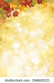 Vector autumnal maples  leaves border, autumn  background.
