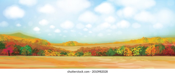 Vector autumnal nature background.  Autumn landscape.