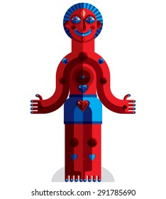 Vector avant-garde illustration of mythic person, pagan symbol.  Modernistic graphic picture, anthropomorphic character isolated.


