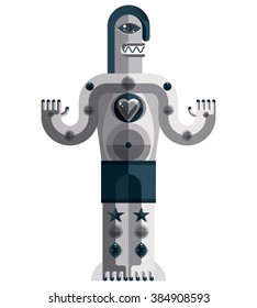 Vector avant-garde illustration of mythic person, pagan symbol.  Modernistic graphic picture, anthropomorphic character isolated.