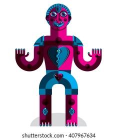 Vector avant-garde illustration of mythic person, pagan symbol.  Modernistic graphic picture, anthropomorphic character isolated.