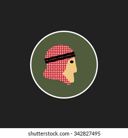 Vector avatar of Arab man in traditional clothing. Isolated background